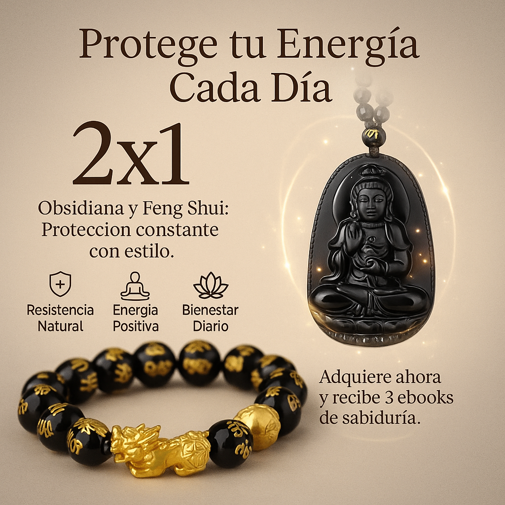 Combo 2 x 1  Pulsera + Medallón de Obsidiana