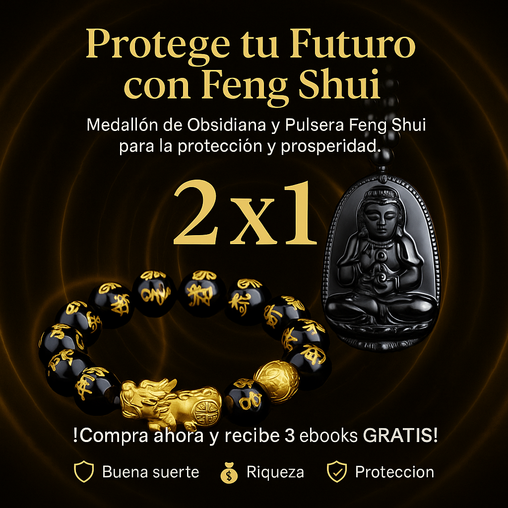 Combo 2 x 1  Pulsera + Medallón de Obsidiana