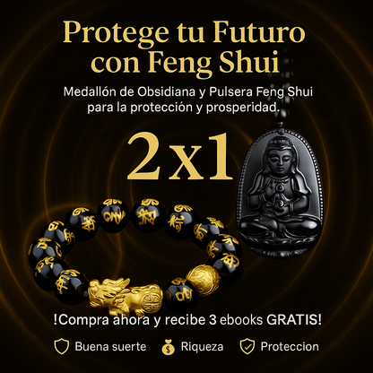 Combo 2 x 1  Pulsera + Medallón de Obsidiana